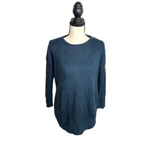 Lee Blue Textured Knit Sweater Womens Medium Cozy Pullover